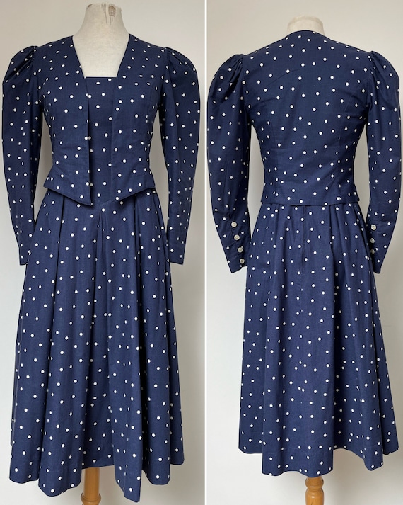 1980s LAURA ASHLEY Dress and Jacket, 1980s Polka … - image 2