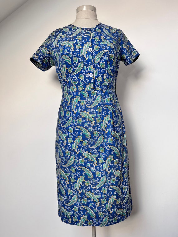 50s Banner Dress, 50s Day Dress, 50s dress, 50s Sun Dress, 50s Summer Dress, 50s Paisley Print View 2