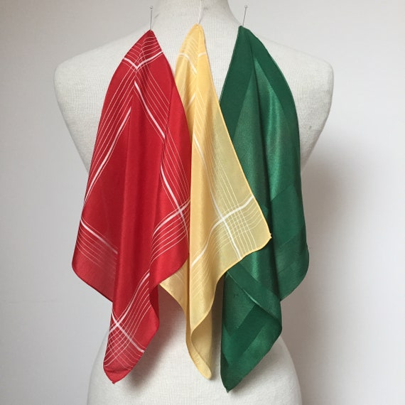 1940s Handkerchief Set of 3, 1940s pocket square
