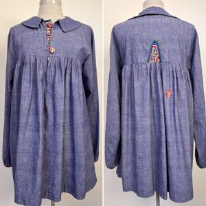 Bata vaquera vintage de los años 40, reciclada, 36”, 38”, 40”, ropa de trabajo