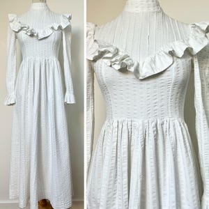 Jaren 70 LAURA ASHLEY-jurk, made in Holland, trouwjurk jaren 1970, jurk jaren 1970, maat S XS