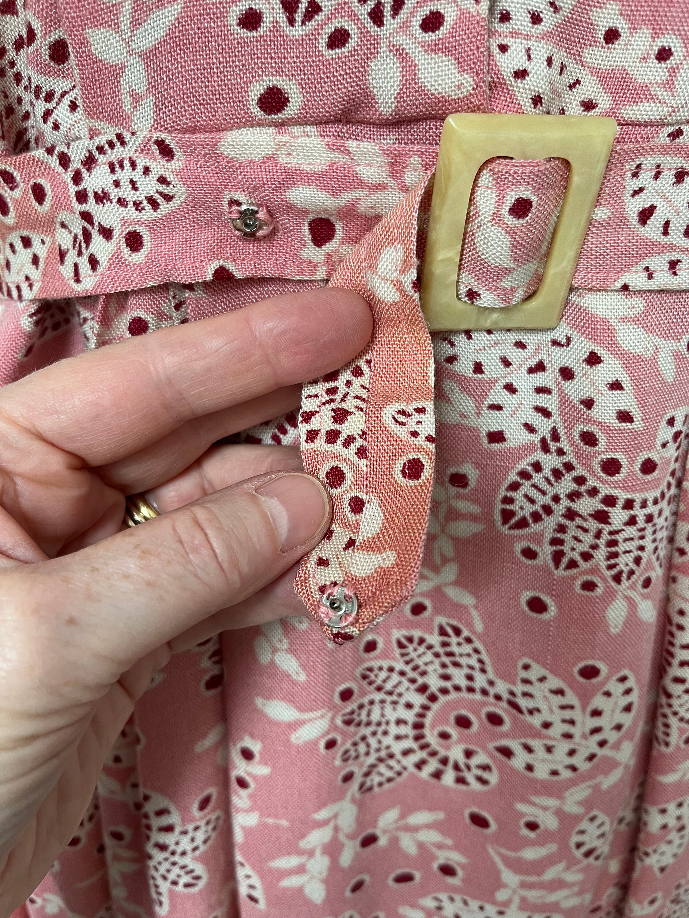 1940s Linen Pink Dress Size S