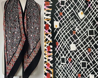 1930s Point Scarf, 1930s Art Deco Scarf, 1930s Black and White Scarf