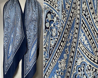1930er Jahre Punkteschal, 1930er Jahre Art Deco Schal, Paisleymuster, Marineblau