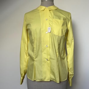 1950s DEADSTOCK Blouse, 1950s Yellow Long Sleeve Blouse, 38”