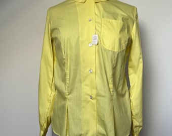 1950er Jahre DEADSSTOCK Bluse, 1950er Jahre gelbe Langarmbluse, 92cm