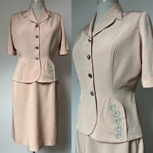 1940s Faille Suit, 1940s Summer Skirt Suit, B38”, B40”