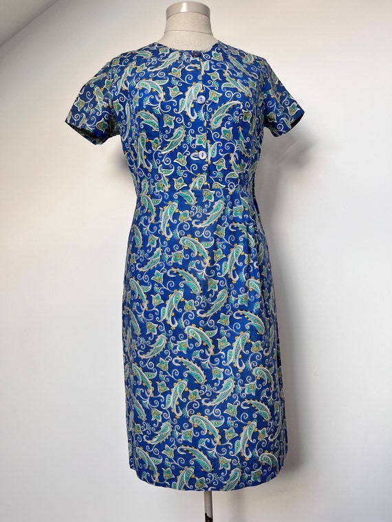 50s Banner Dress, 50s Day Dress, 50s dress, 50s Sun Dress, 50s Summer Dress, 50s Paisley Print View 3