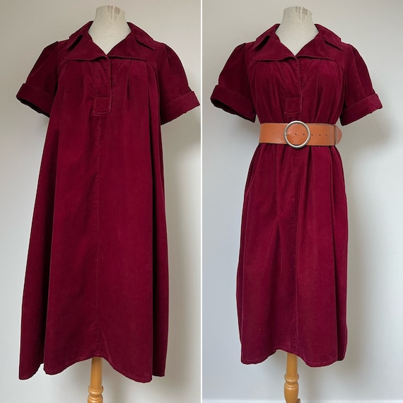 1970s LAURA ASHLEY Corduroy Smock Dress, 1970s Sm… - image 1