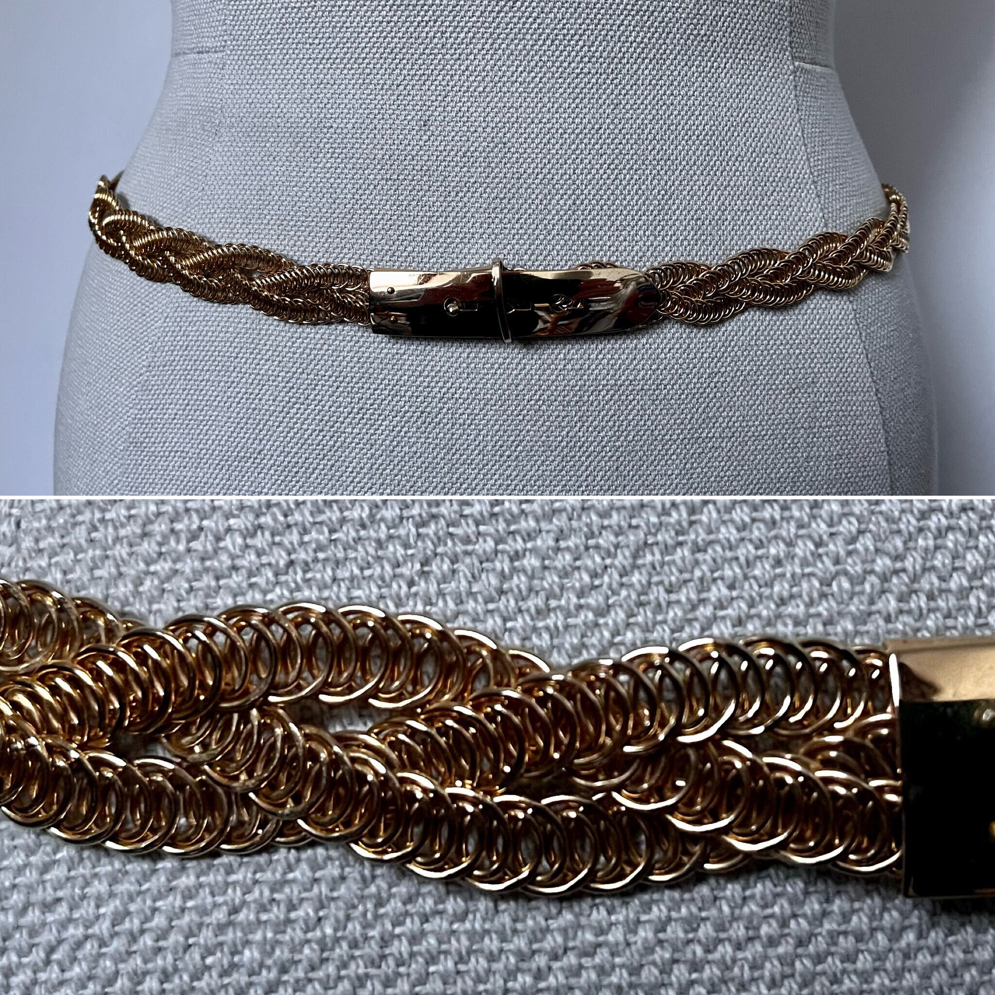 80's Vintage Woven Metallic Gold Braided
Belt main image 1