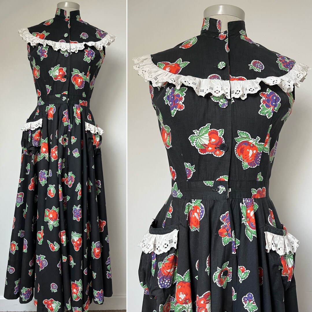 1930s Circle Sleeve Cotton Hostess Gown