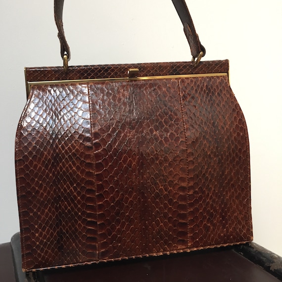 1940s 1950s snakeskin luxury handbag