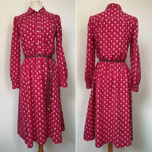 1970s LAURA ASHLEY Peter Pan Collar Midi Dress, Made in Carno, 1970s Brushed Cotton Dress, Size 34”