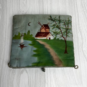 Custodia antica per fazzoletti/lingerie/calze dipinta a mano, pochette Soie, boudoir