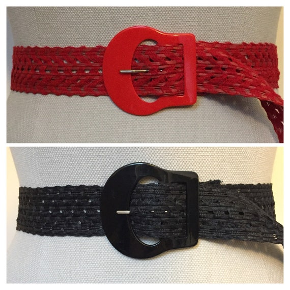 50s belt, 50s woven belt, 50s red belt, 50s black