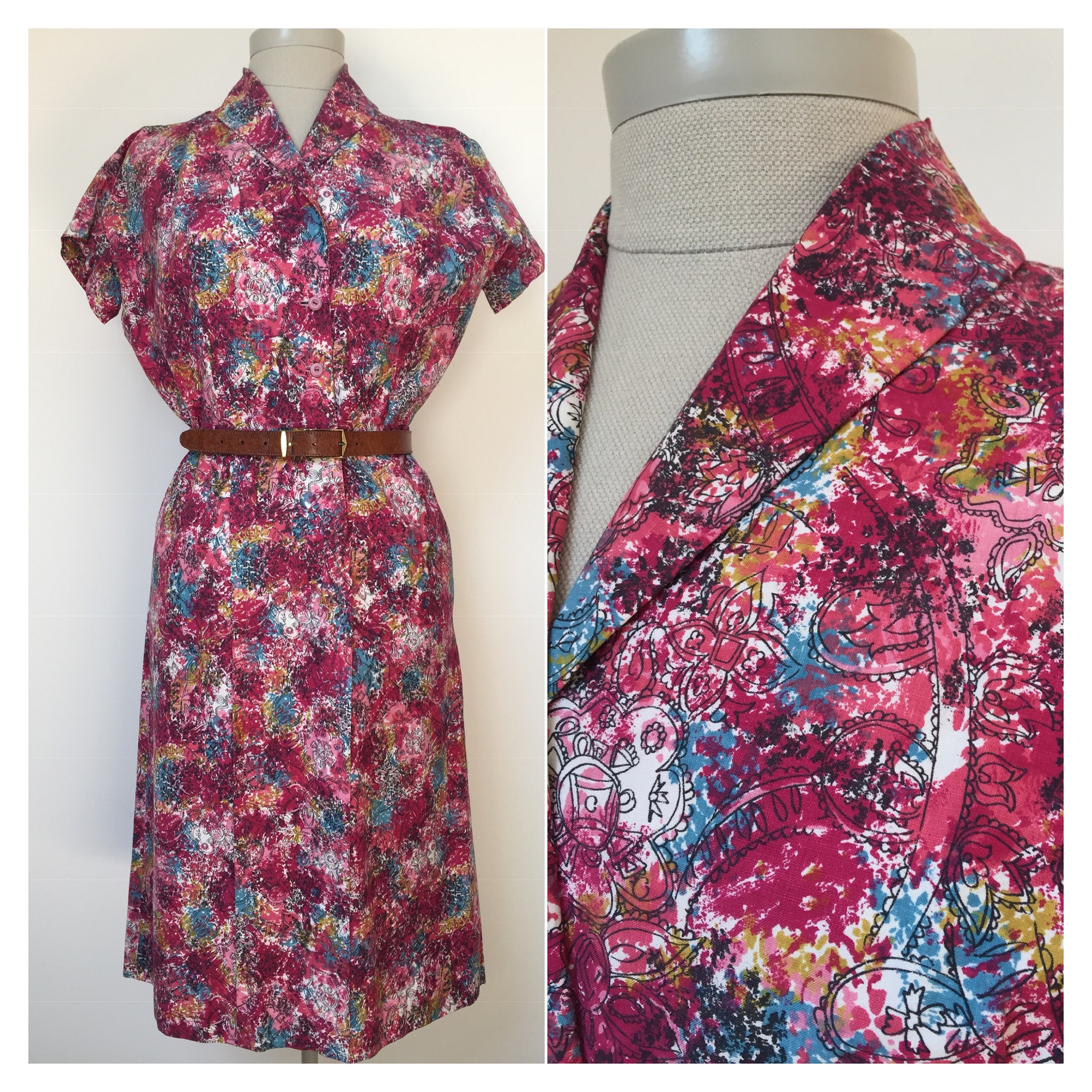 1940s Day Dress 40s Dress Size S Size M 