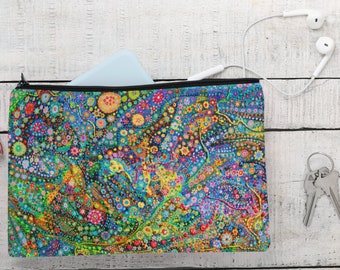 Galaxy Painting Accessory Pouch, Original Art Print, Zippered Bag, Gift for Her, Travel Bag, Christmas Gift