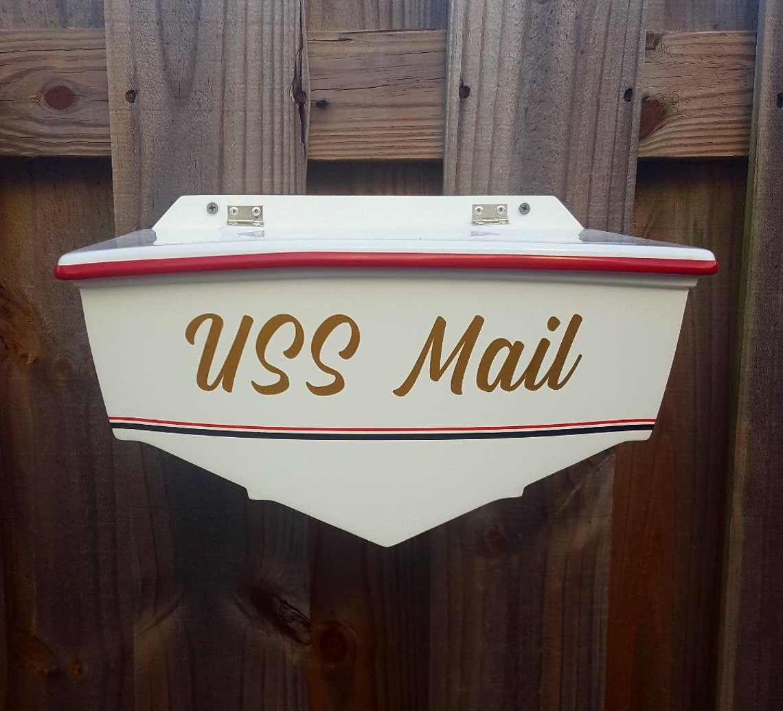 Wall Mounted Nautical Mailbox With Custom Text, Fiberglass and Gelcoat