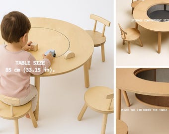 Round Kids Activity Table Set (85 cm) with 4 chairs