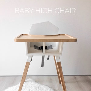 White Oak Baby High Chair: Modern Toddler Feeding Seat