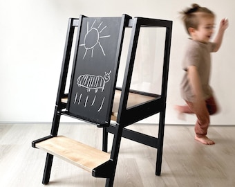 Chalkboard for Helper Tower PIDkids, Wooden chalkboard, Montessori drawing, +chalk crayons, toddler drawing - Chalk Board