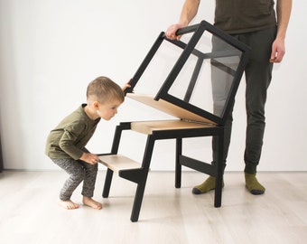 Convertible Helper Tower/Kids Table - for one or two kids - All in one, Learning Stool,Toddler Helper Tower, Kitchen Step Stool - CV-21