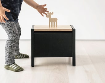 Step Stool/Chair/Toy Box - 3in1 - Toddler Storage Box, Learning Stool, Modern Kids Furniture - Toy Box