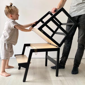 Convertible Learning Stool: Montessori Kitchen Step Stool & Kids Table CV 18