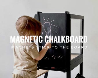 Lavagna magnetica per torre per bambini / lavagna da disegno in legno con gesso