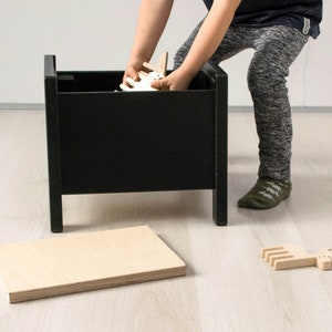 Step Stool/Chair/Toy Box 3in1 Toddler Storage Box, Learning Stool, Modern Kids Furniture Toy Box image 5