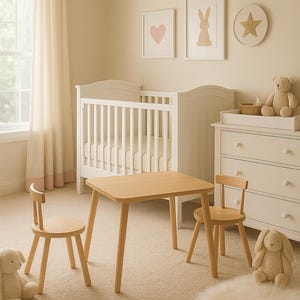 Montessori Table and Chairs Set: Birch Kids Activity Table for Two T 50x60 image 15