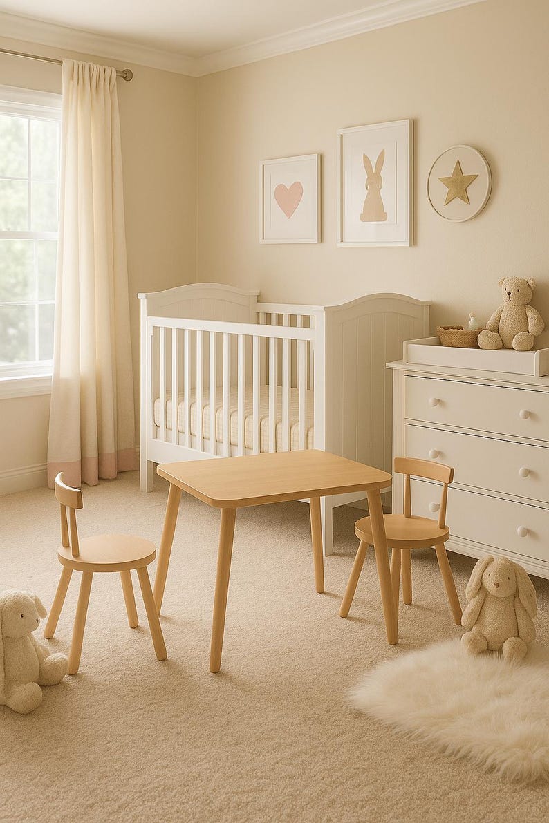 Montessori Table and Chairs Set: Birch Kids Activity Table for Two T 50x60 image 15