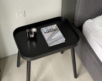 Wooden Tray Table with Raised Edge | Bedside Stand | Scandinavian Living Room Furniture 40x60