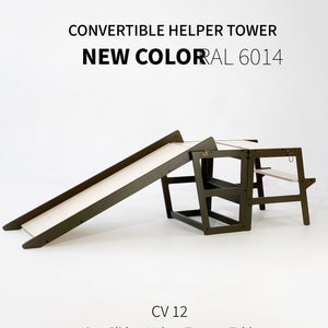 3-in-1 Convertible Toddler Tower: Montessori Climber, Slide, Step Stool CV 12+Slide