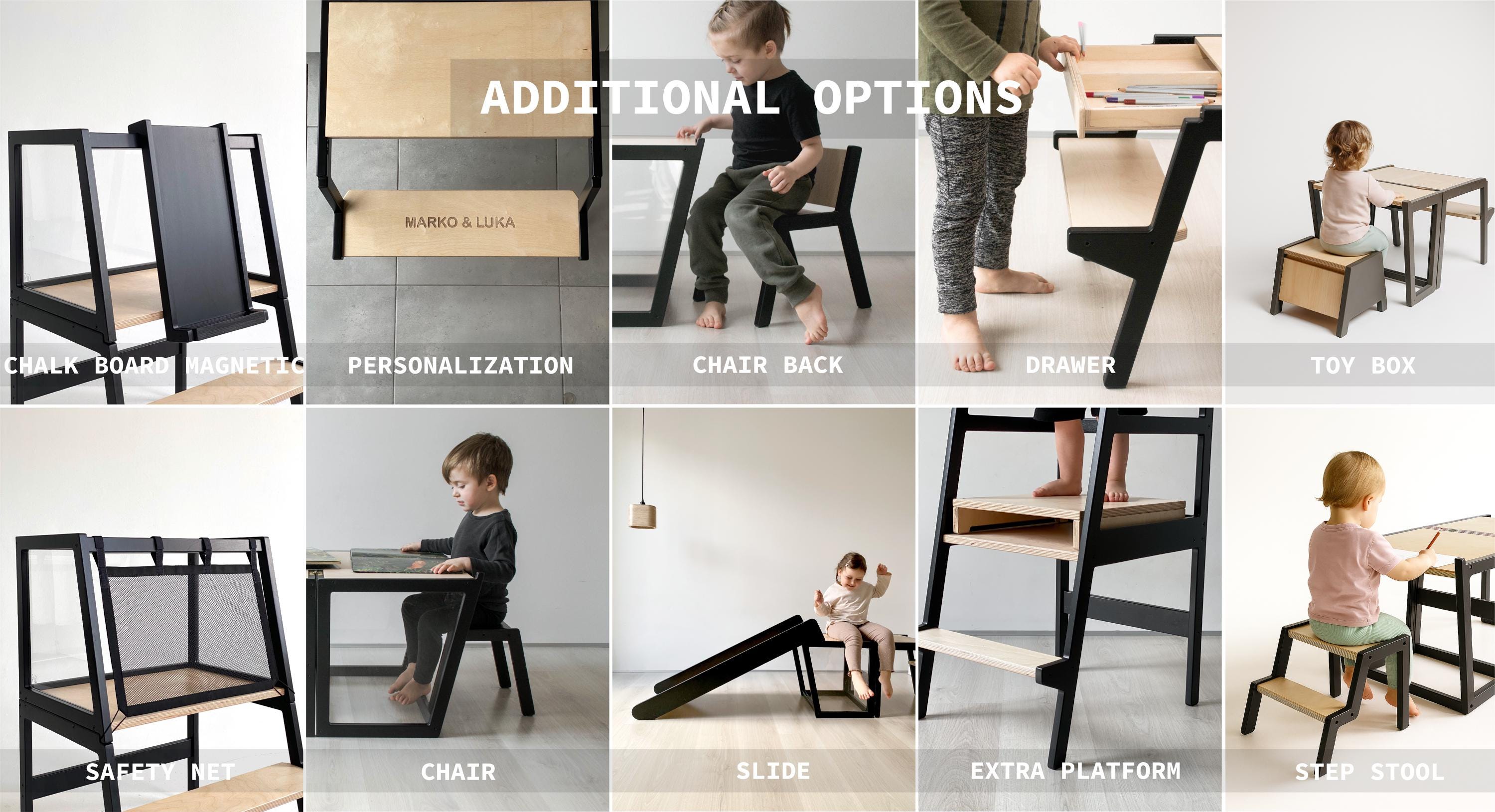 Convertible Learning Stool: Montessori Kitchen Step Stool & Kids Table ...