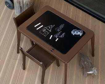 Montessori Sensory Table with 2 Chairs: Indoor Outdoor Play ST+2ChairBack