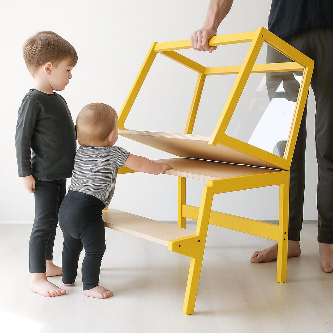 Convertible Montessori Learning Stool for Twins | Birch Plywood Tower ...