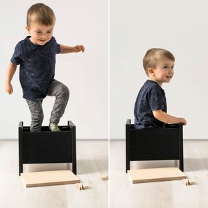 Step Stool/Chair/Toy Box 3in1 Toddler Storage Box, Learning Stool, Modern Kids Furniture Toy Box image 7