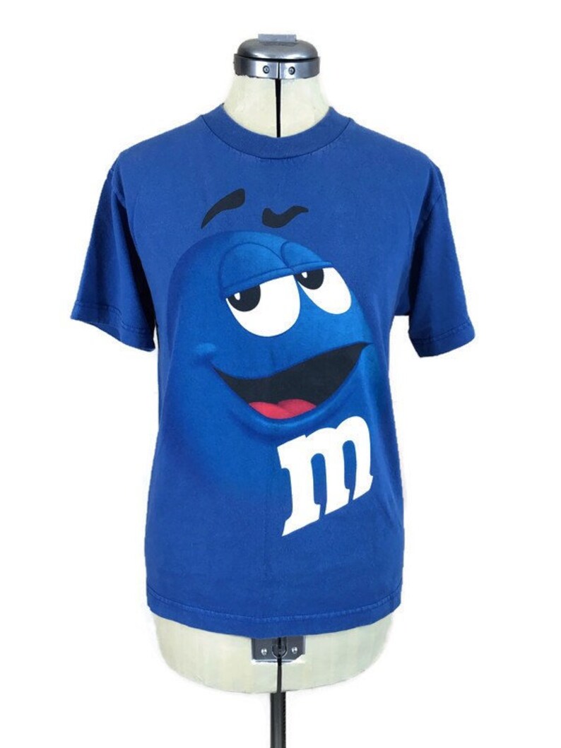 Vintage M&M T shirt Blue Cotton Graphic Tee Chocolate Candy Etsy
