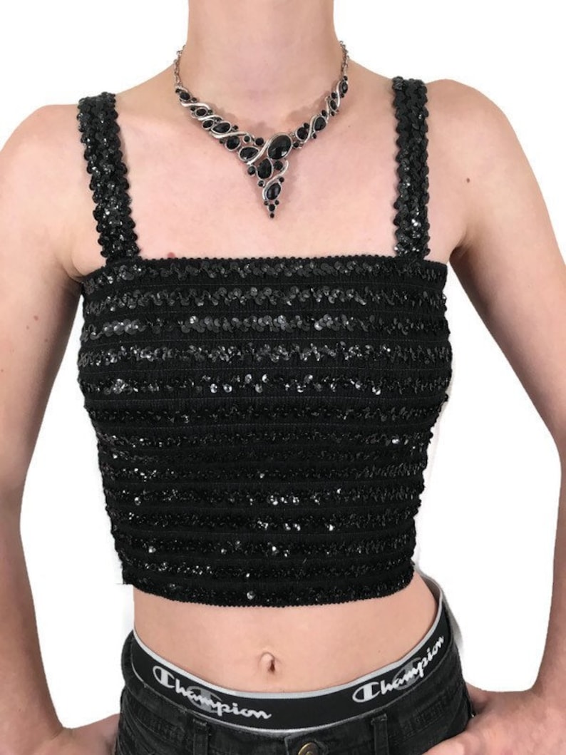 black sparkly tube top