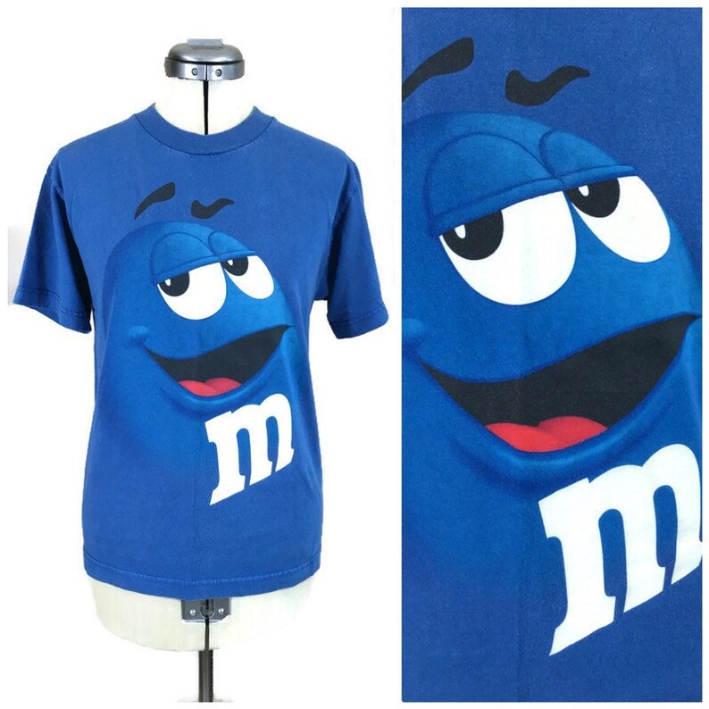 Vintage M&M T shirt Blue Cotton Graphic Tee Chocolate Candy Etsy