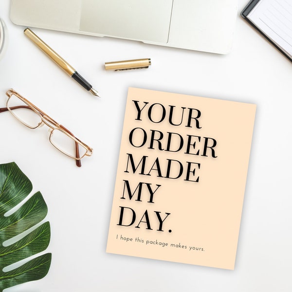 Your order made my day, business thank you card template, Canva, instant download