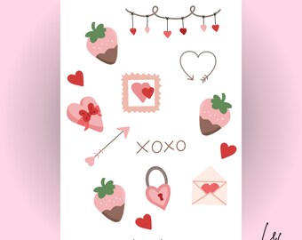 Valentine’s Sticker Sheet | Waterproof Sticker Set