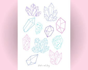 Crystal Sticker Sheet | Wasserdichtes niedliches Sticker Set