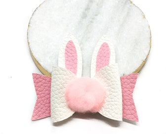 Easter hair bow, Bunny ears bow, Pink easter headband, Easter headband, Easter hair clip, Easter basket filler