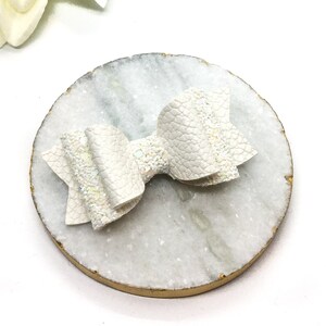 White Double Loop Baby Bow or Headband
