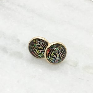 Unique Handmade Zebra Print Stud Earrings, Best friend Gifts, Gifts for her