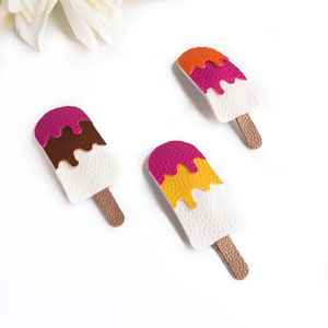 Ice cream popsicle faux leather snap clips, toddler snap hair clips, Spring and summer hair clips, First birthday gift