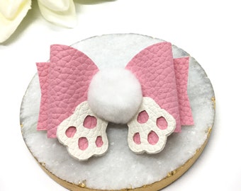 Haarstrik paashaas: roze en wit, krokodillenklem of hoofdband