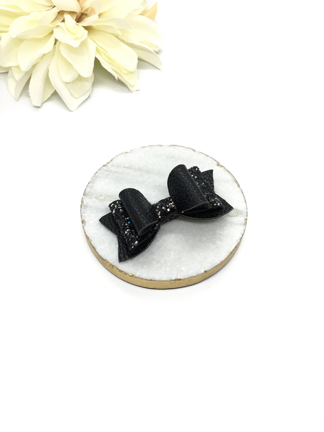 Black Hair Bow Clip, Black Glitter Bow, Black Baby Headband, Girls